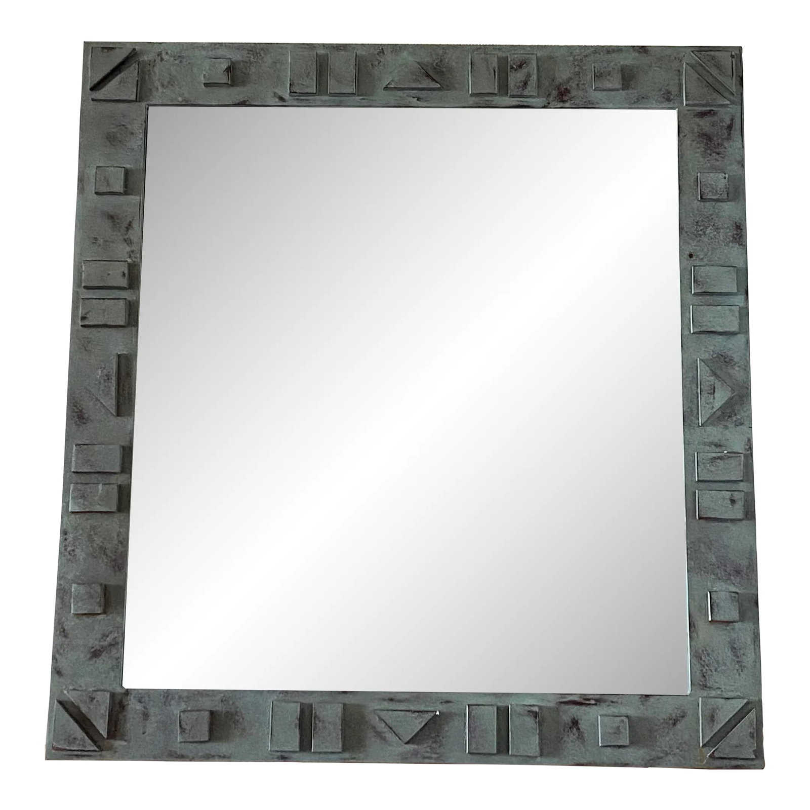 Late 20th Century Post Modern Hand Forged Wrought Iron Geometric Artisan Mirror (1 of 9)