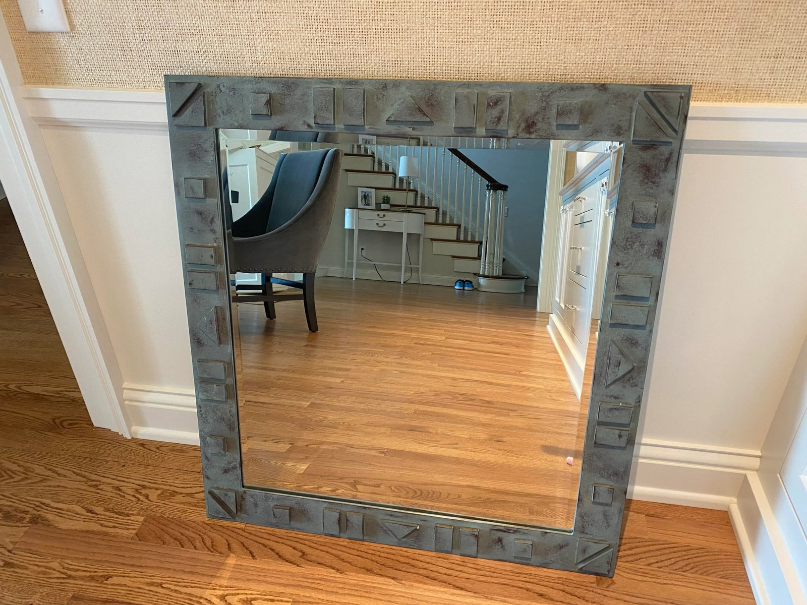 Late 20th Century Post Modern Hand Forged Wrought Iron Geometric Artisan Mirror - 5