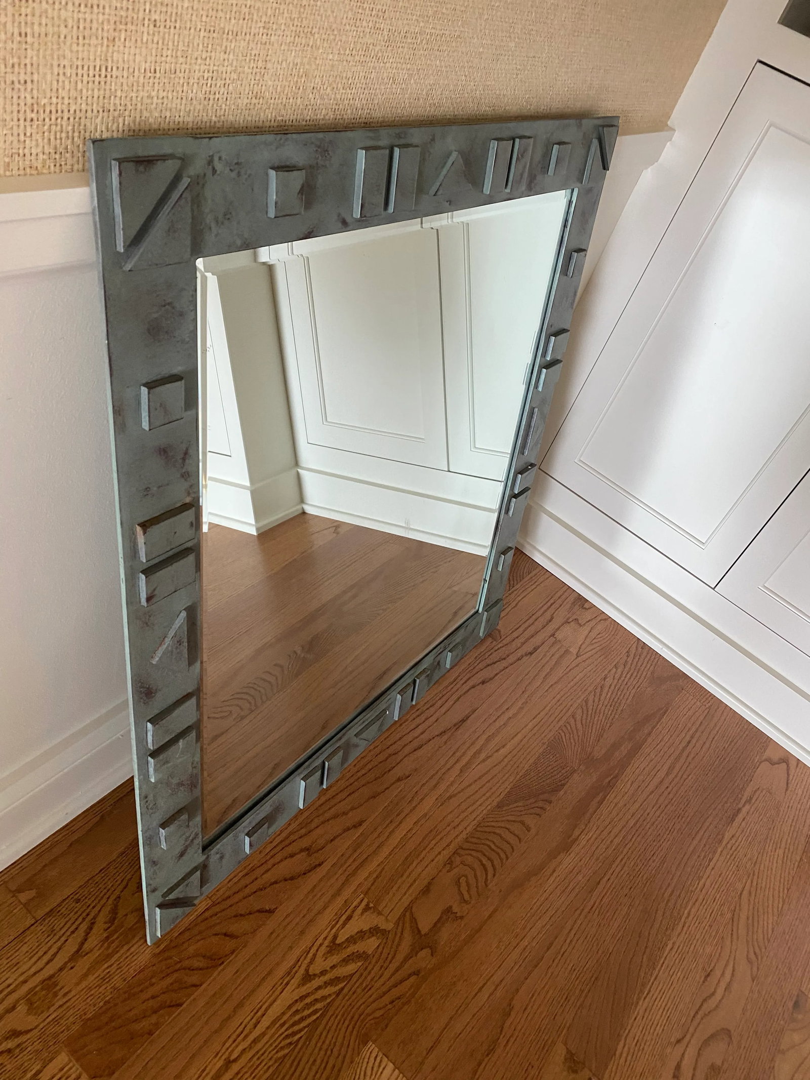 Late 20th Century Post Modern Hand Forged Wrought Iron Geometric Artisan Mirror - 7