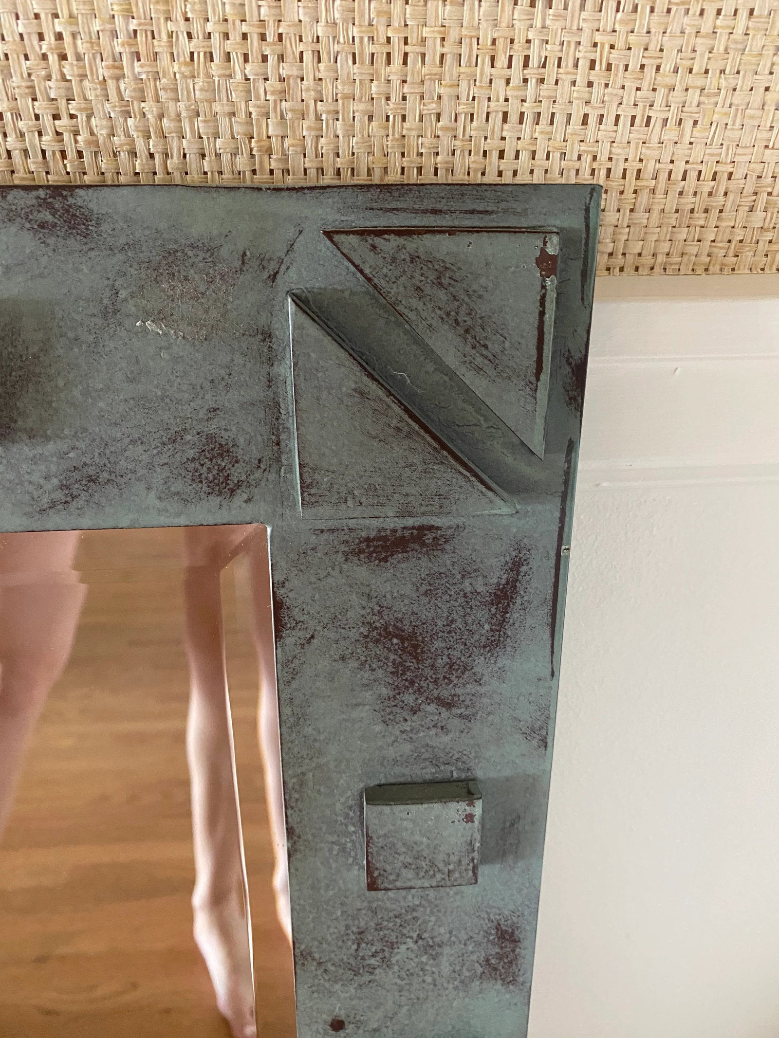 Late 20th Century Post Modern Hand Forged Wrought Iron Geometric Artisan Mirror - 8