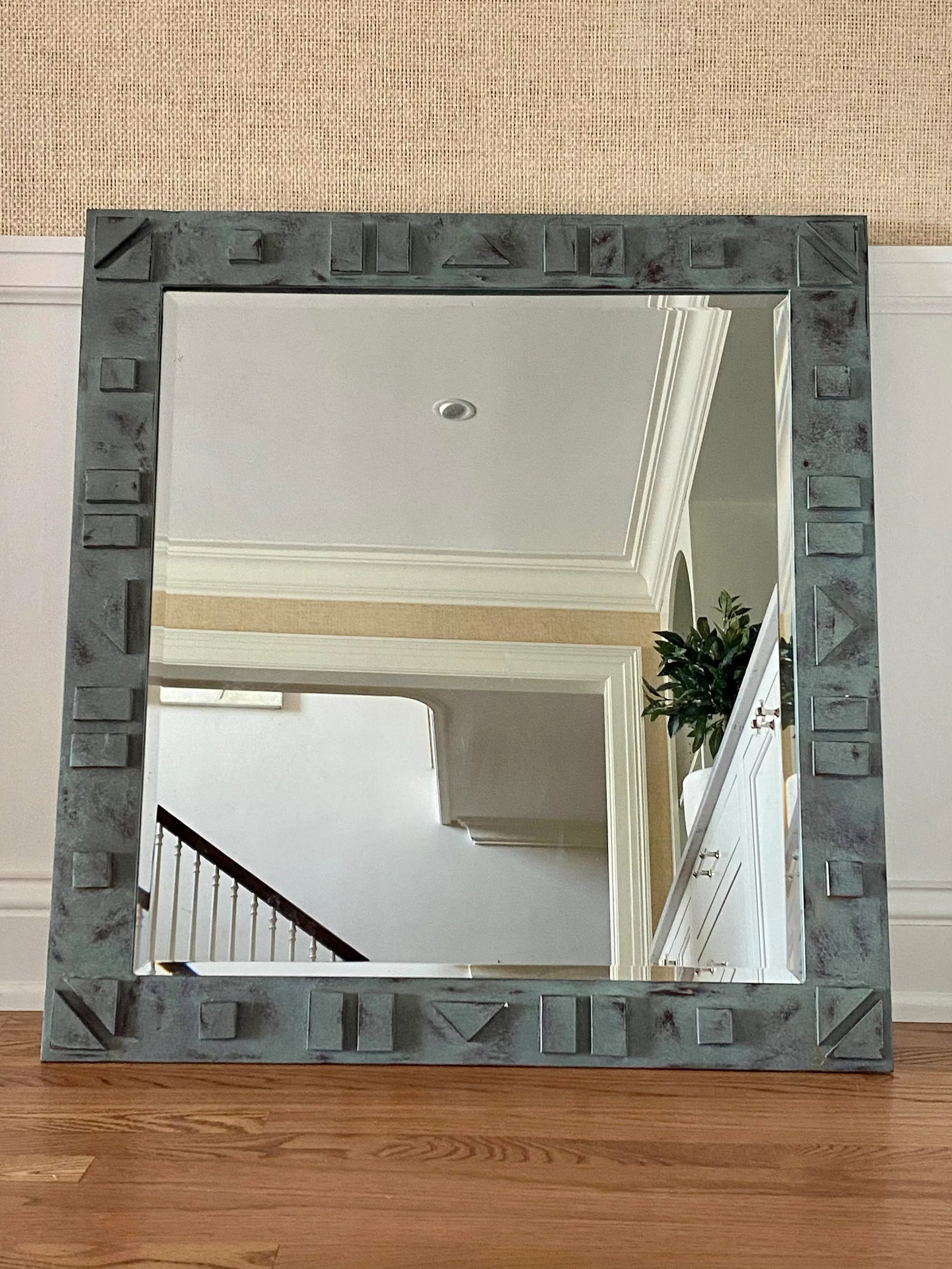 Late 20th Century Post Modern Hand Forged Wrought Iron Geometric Artisan Mirror - 9