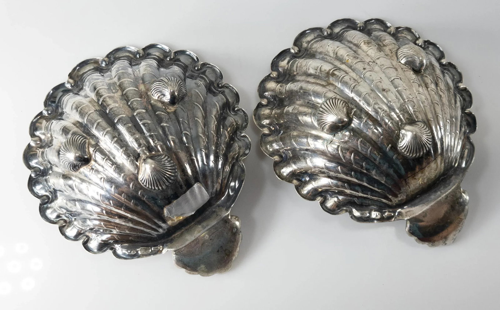 Mid-Century Italian 800 Silver Shell Seashell Shaped Bowls or Dishes - 12
