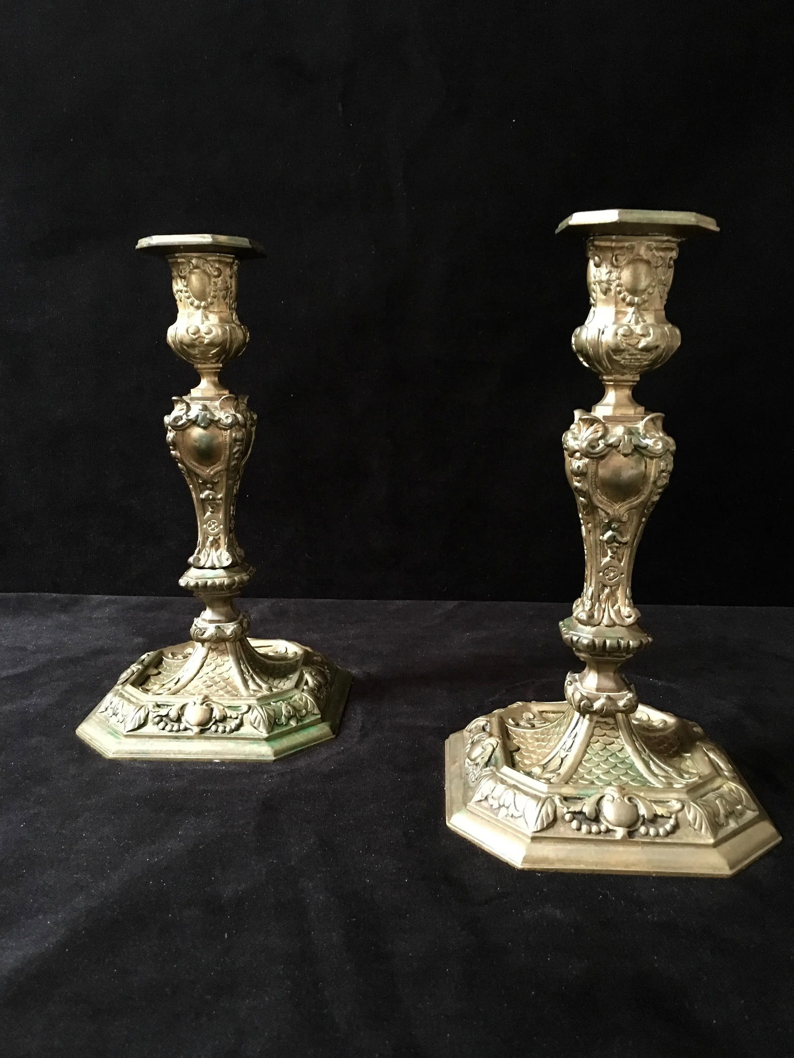 19th Century Rococo Style Brass Candle Sticks - 2