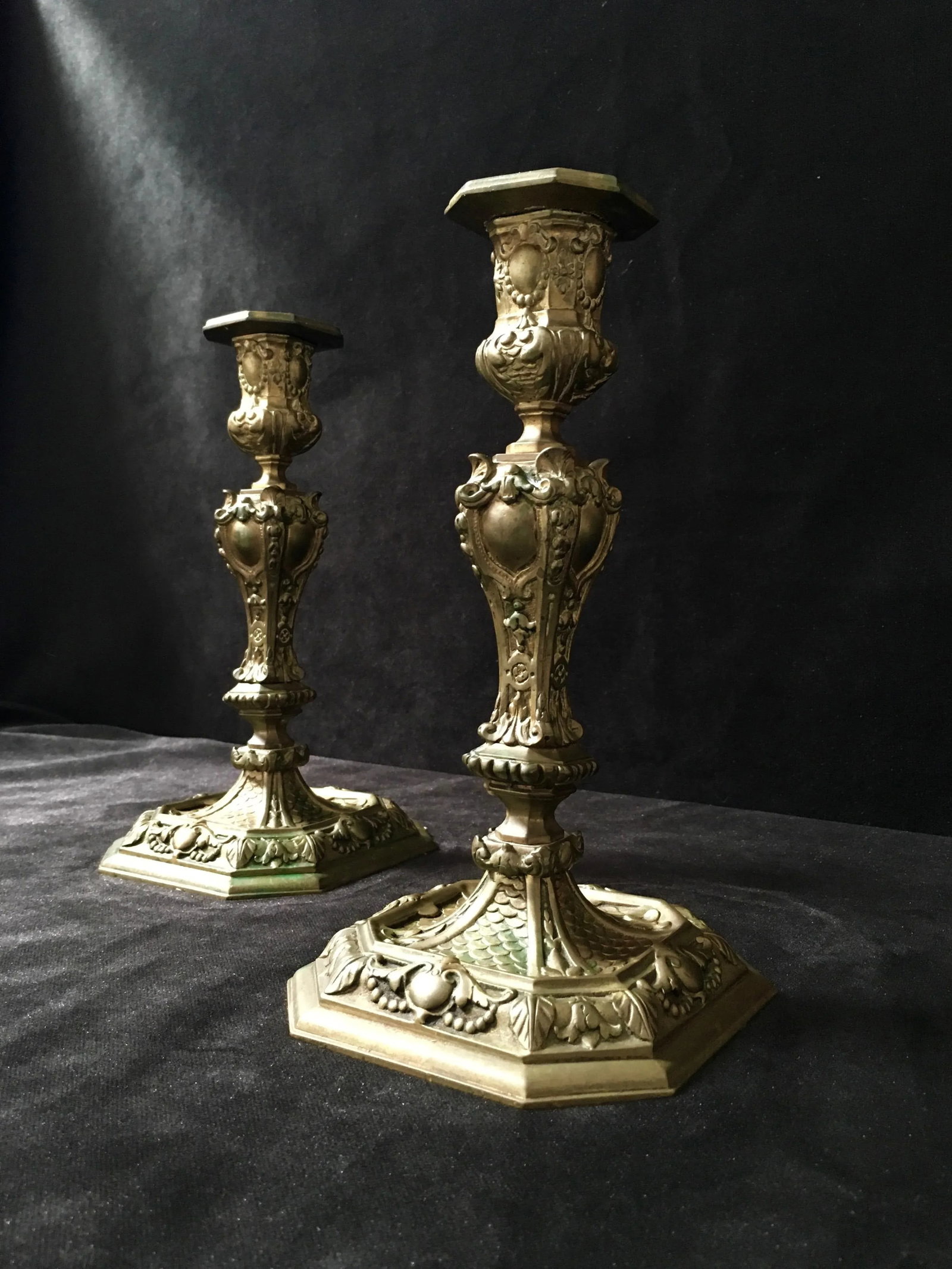 19th Century Rococo Style Brass Candle Sticks - 5