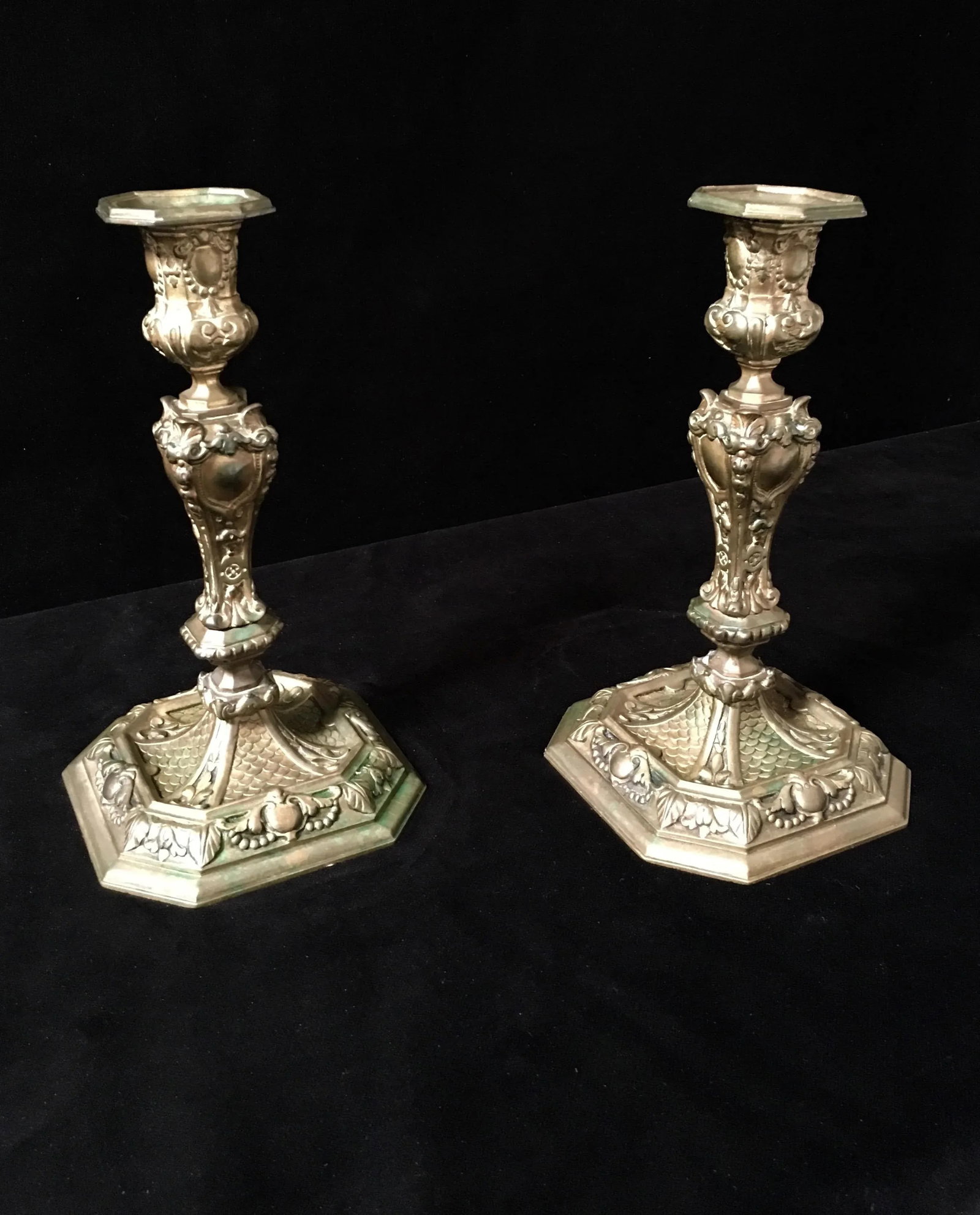 19th Century Rococo Style Brass Candle Sticks - 7