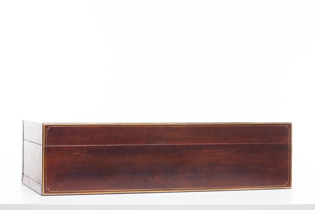 Lawrence & Scott Hand-Painted Mahogany Wide Regalia Leather Box - 2