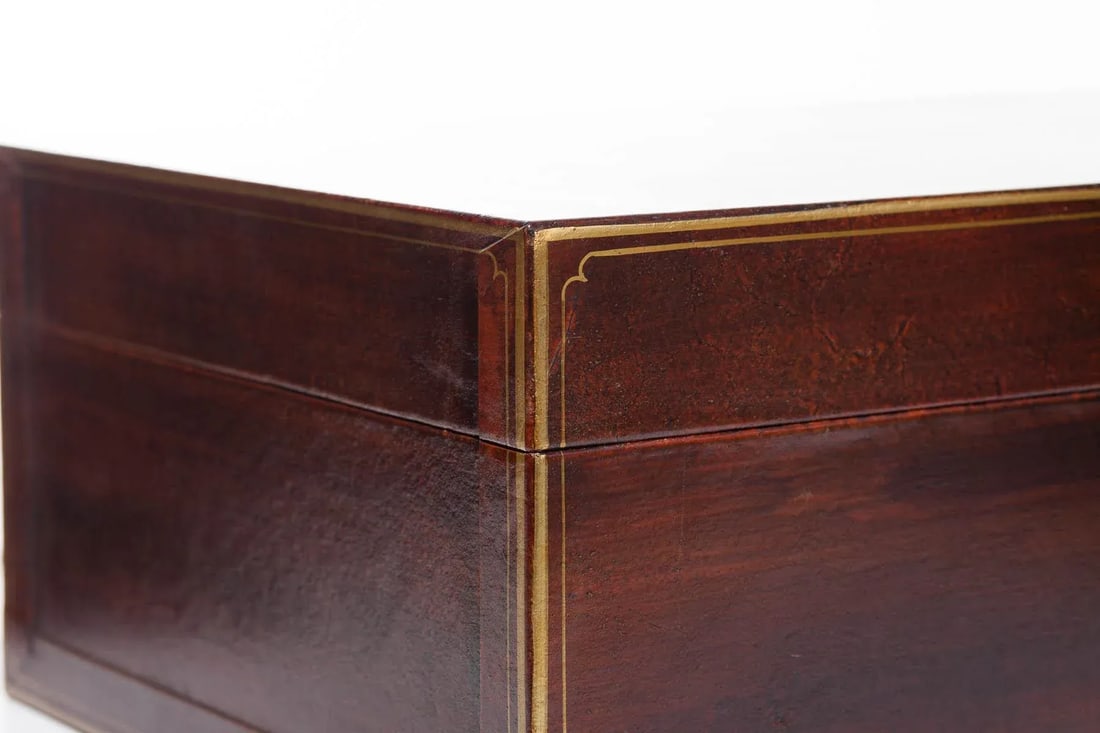 Lawrence & Scott Hand-Painted Mahogany Wide Regalia Leather Box - 5