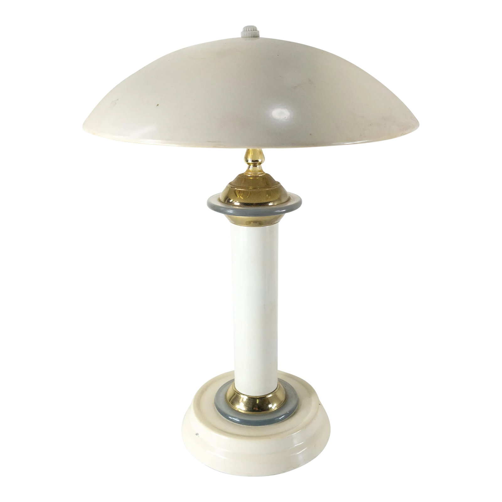 Mid-Century Modern Flying Saucer Modernist Table Lamp: We are selling this great looking Hollywood Regency Modernist flying saucer table lamp that probably dates to around the 1970s. Condition: Some surface wear but good working condition. Dimensions: Hei