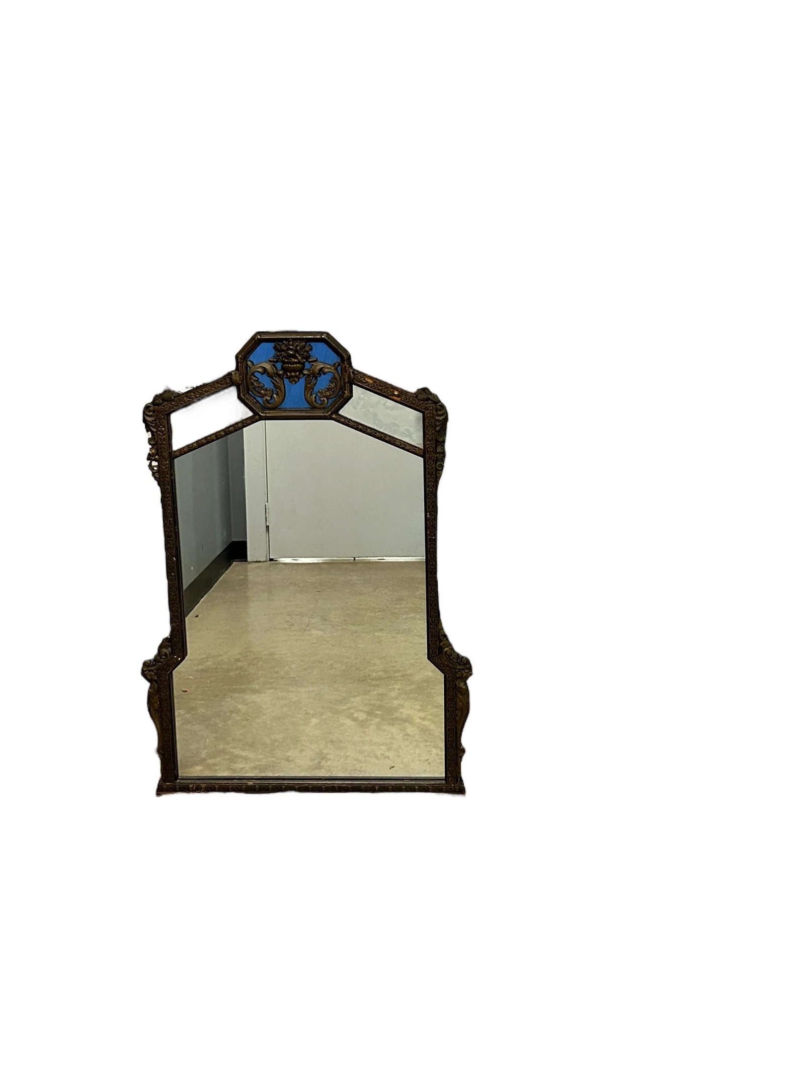 Antique Ornate Carved Wood Wall Mirror - 2