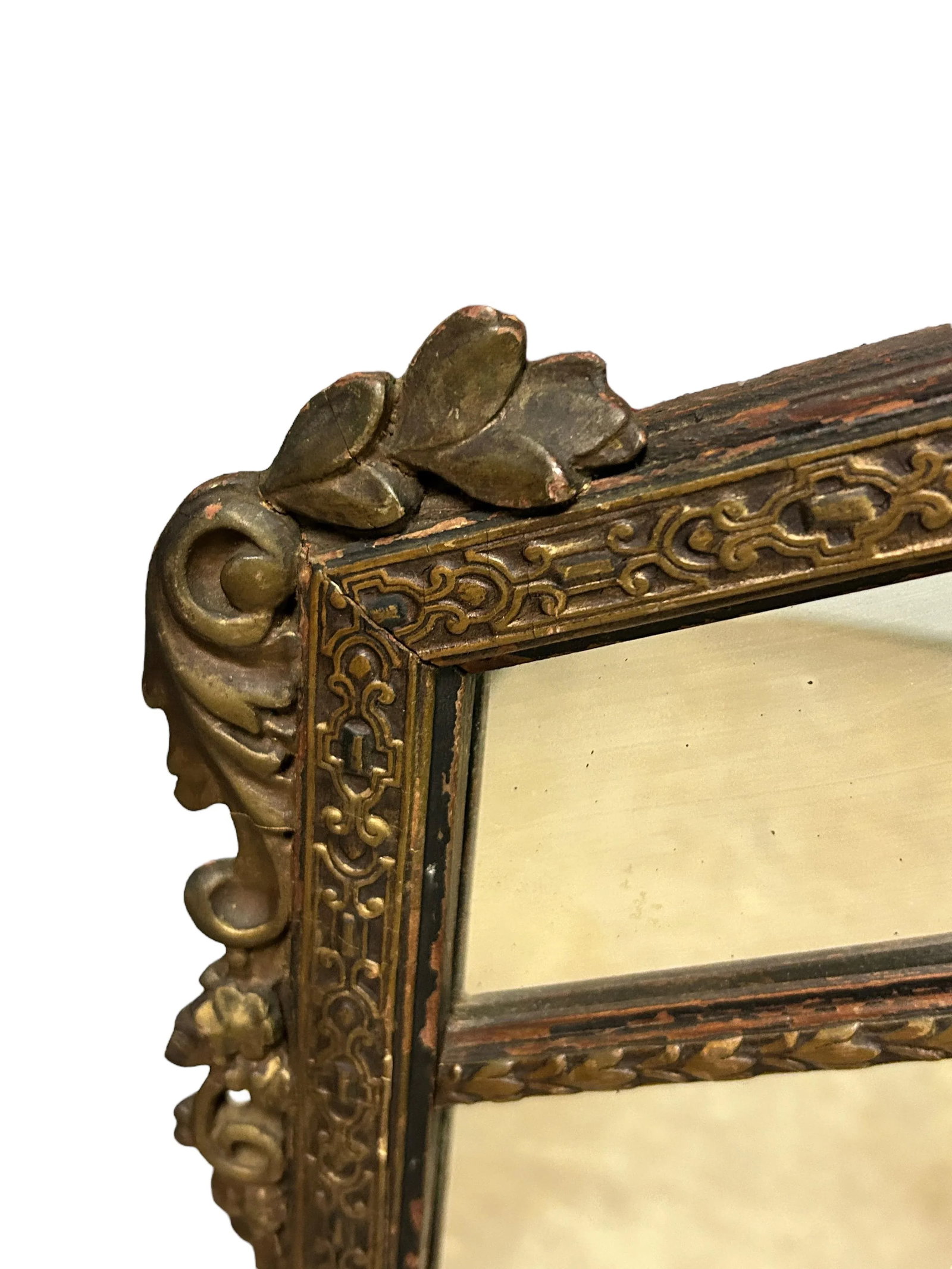 Antique Ornate Carved Wood Wall Mirror - 4