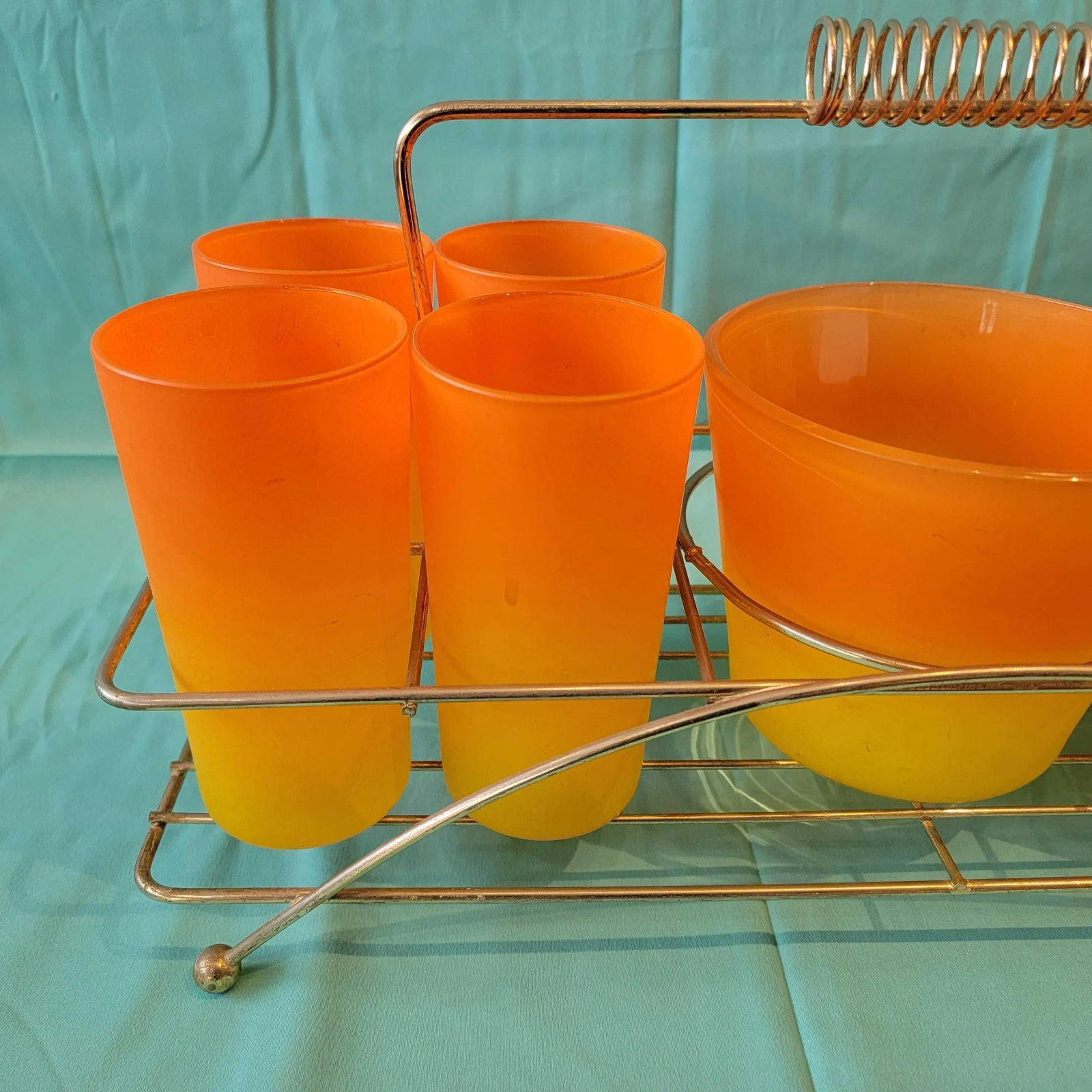 1950s Mid Century Blendo Ombre Glass Set and Ice Bucket Set- 10 Pieces - 2