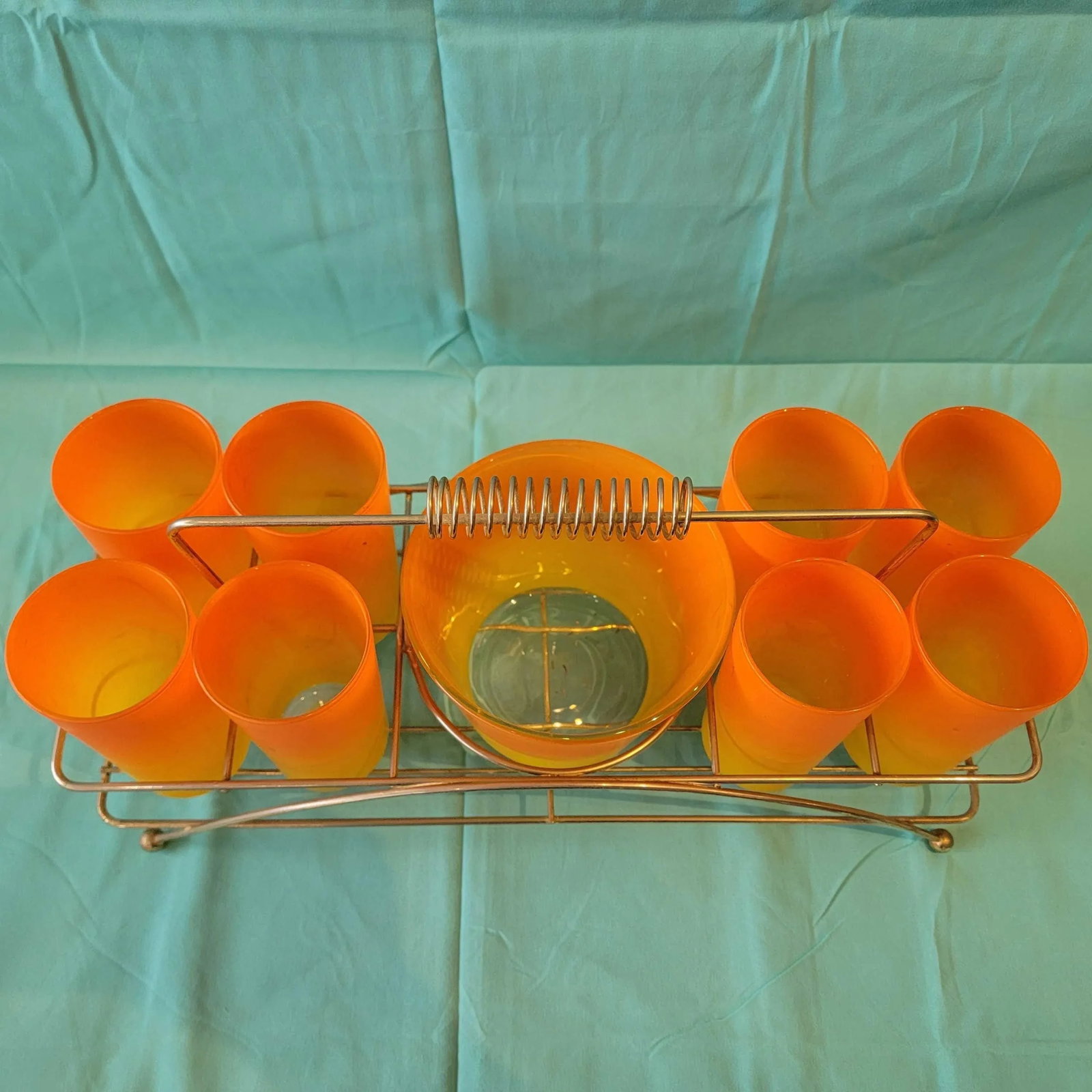 1950s Mid Century Blendo Ombre Glass Set and Ice Bucket Set- 10 Pieces - 4