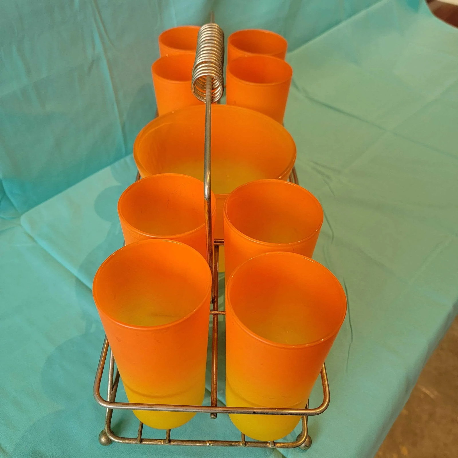 1950s Mid Century Blendo Ombre Glass Set and Ice Bucket Set- 10 Pieces - 6