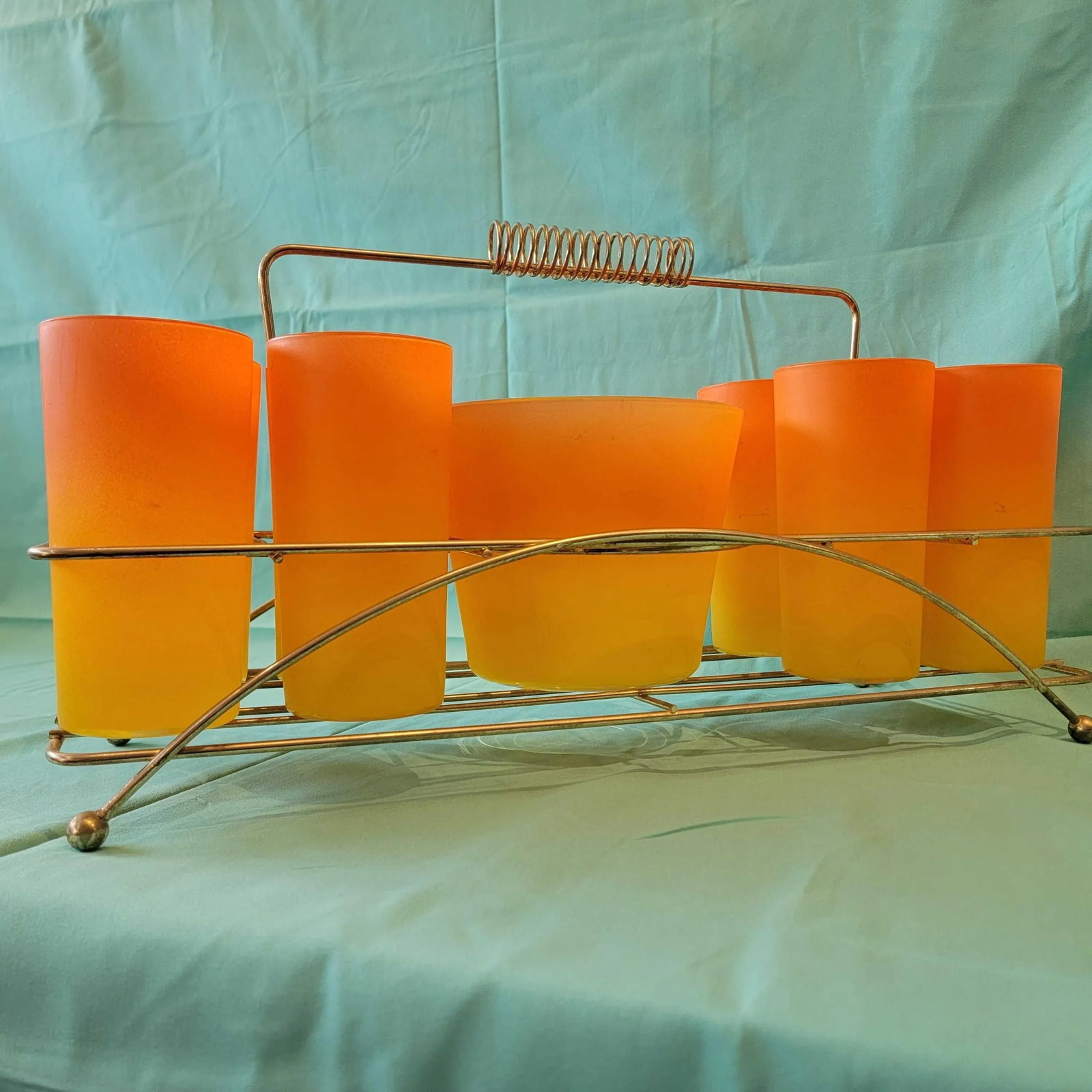 1950s Mid Century Blendo Ombre Glass Set and Ice Bucket Set- 10 Pieces - 7