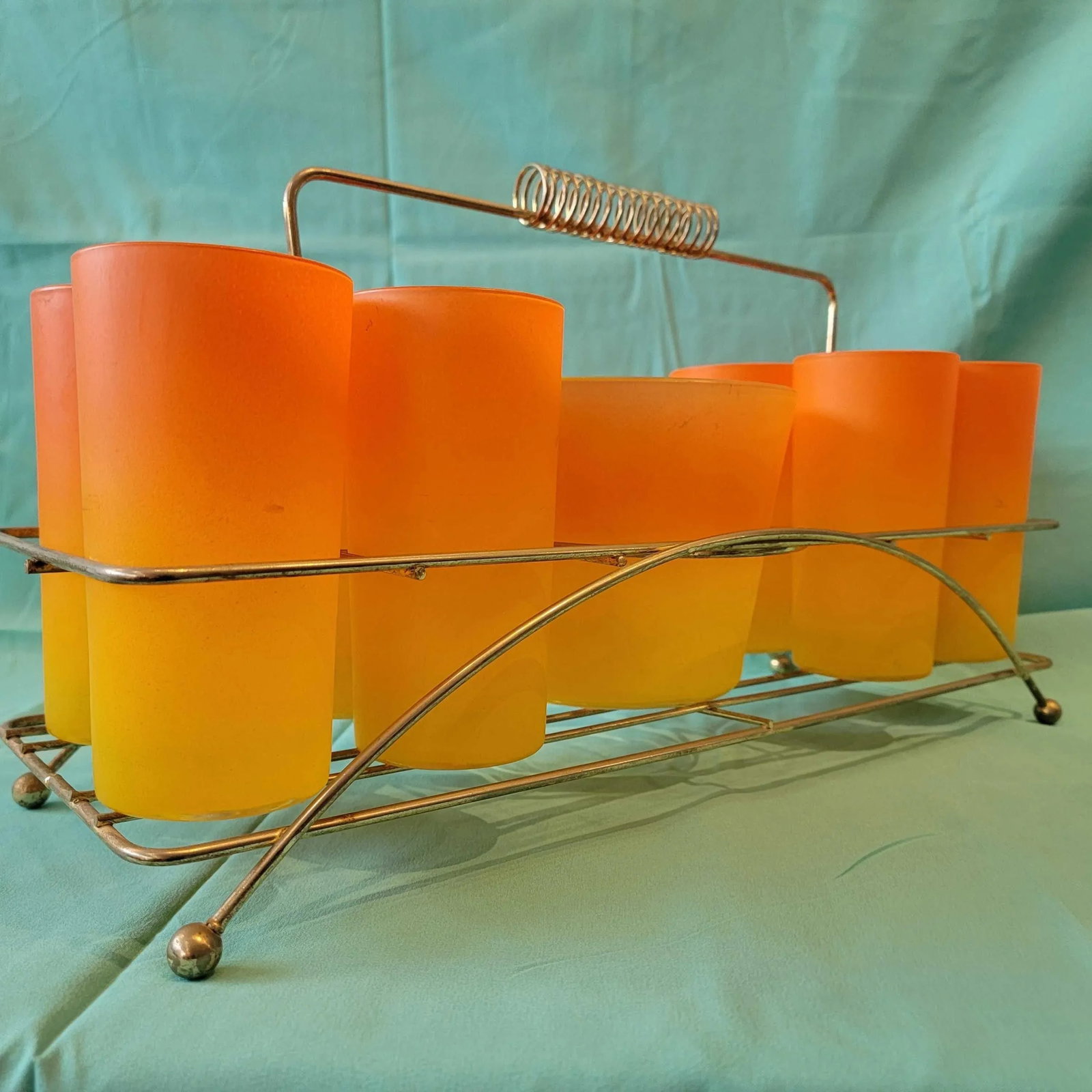1950s Mid Century Blendo Ombre Glass Set and Ice Bucket Set- 10 Pieces - 8