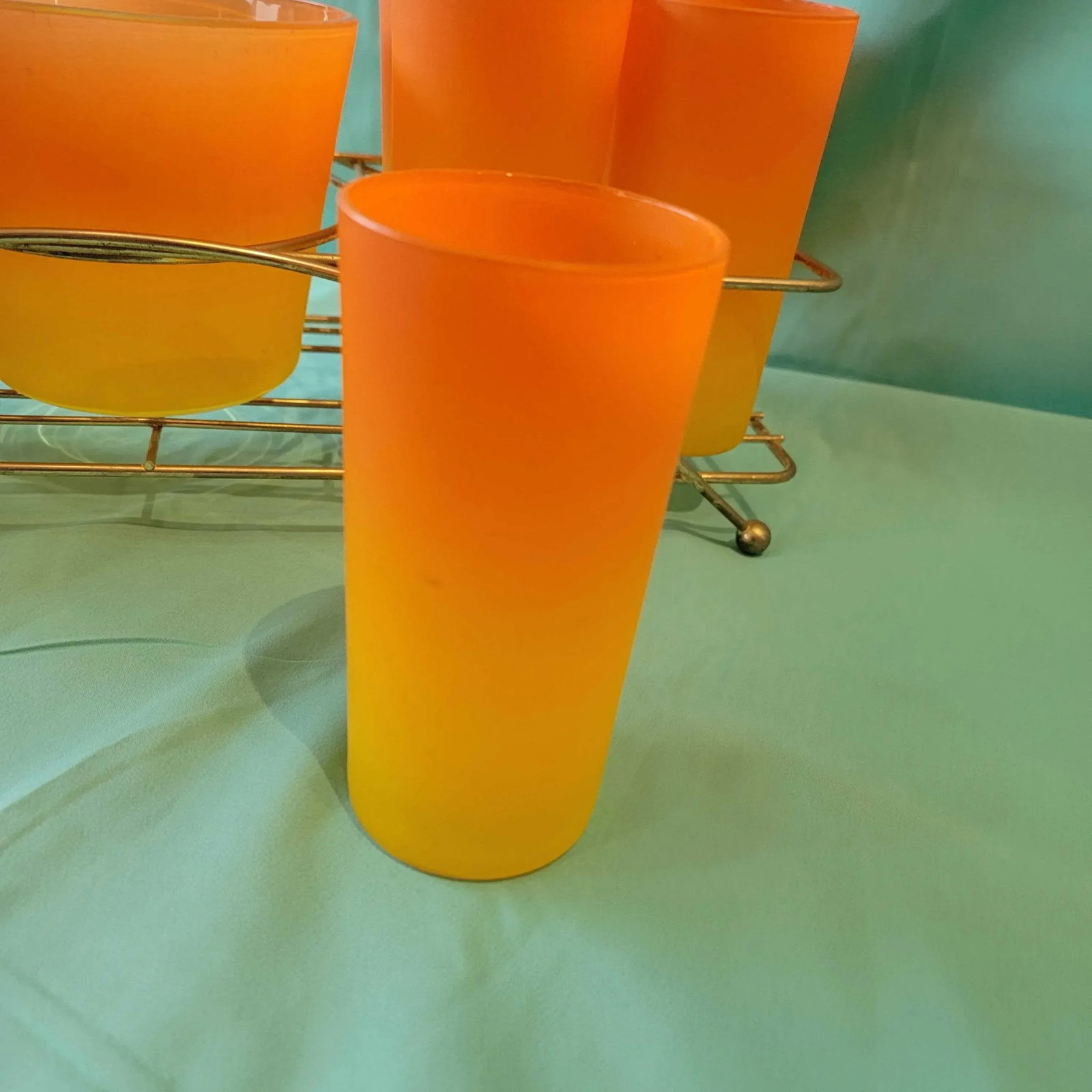 1950s Mid Century Blendo Ombre Glass Set and Ice Bucket Set- 10 Pieces - 9