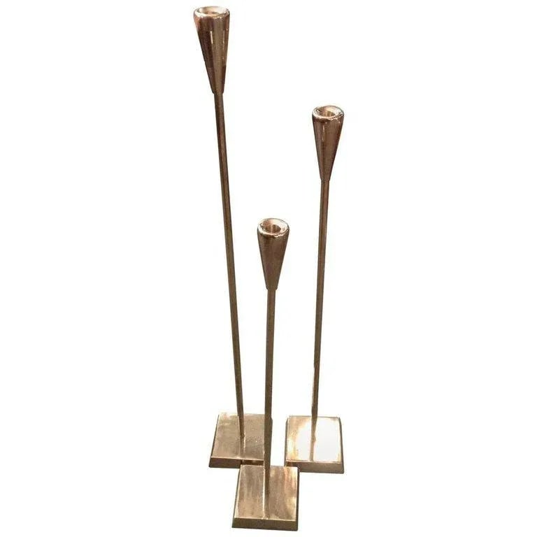 Late 20th Century Aluminum Tiered Floor Candlesticks - Set of 3 - 2