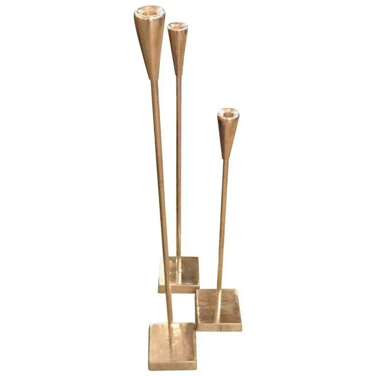 Late 20th Century Aluminum Tiered Floor Candlesticks - Set of 3 - 3