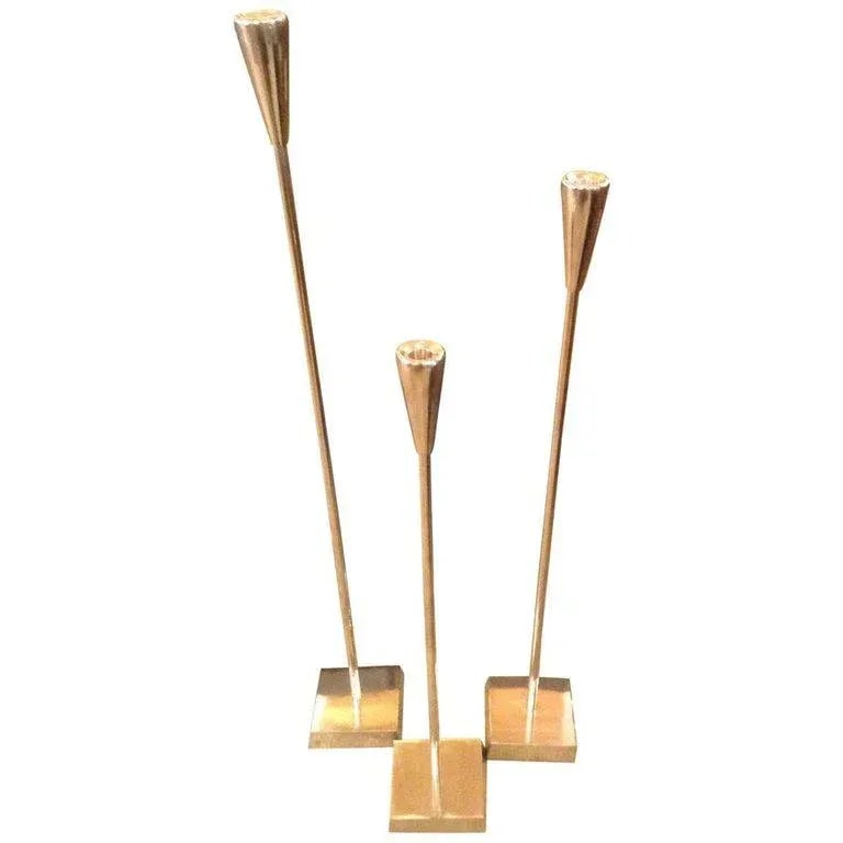 Late 20th Century Aluminum Tiered Floor Candlesticks - Set of 3 - 6