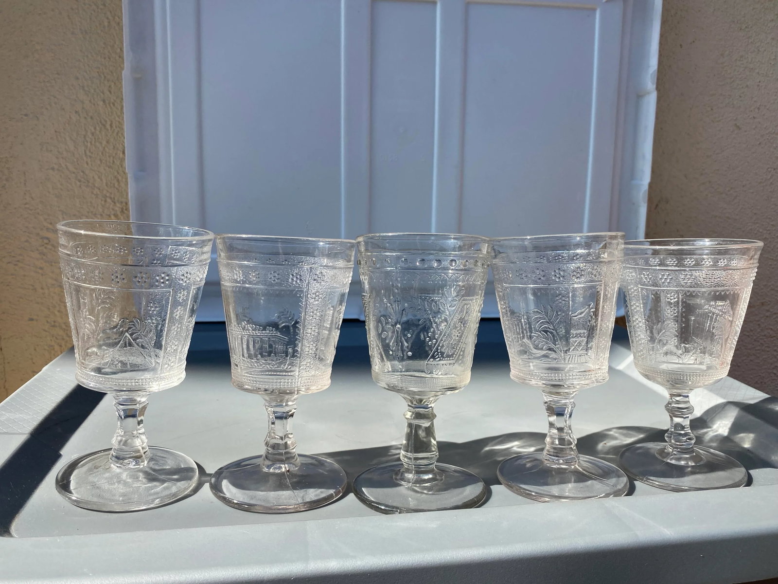 19th Century "Egyptian" Dishes Goblets- Early American Pattern Glass- 21 Pieces - 2