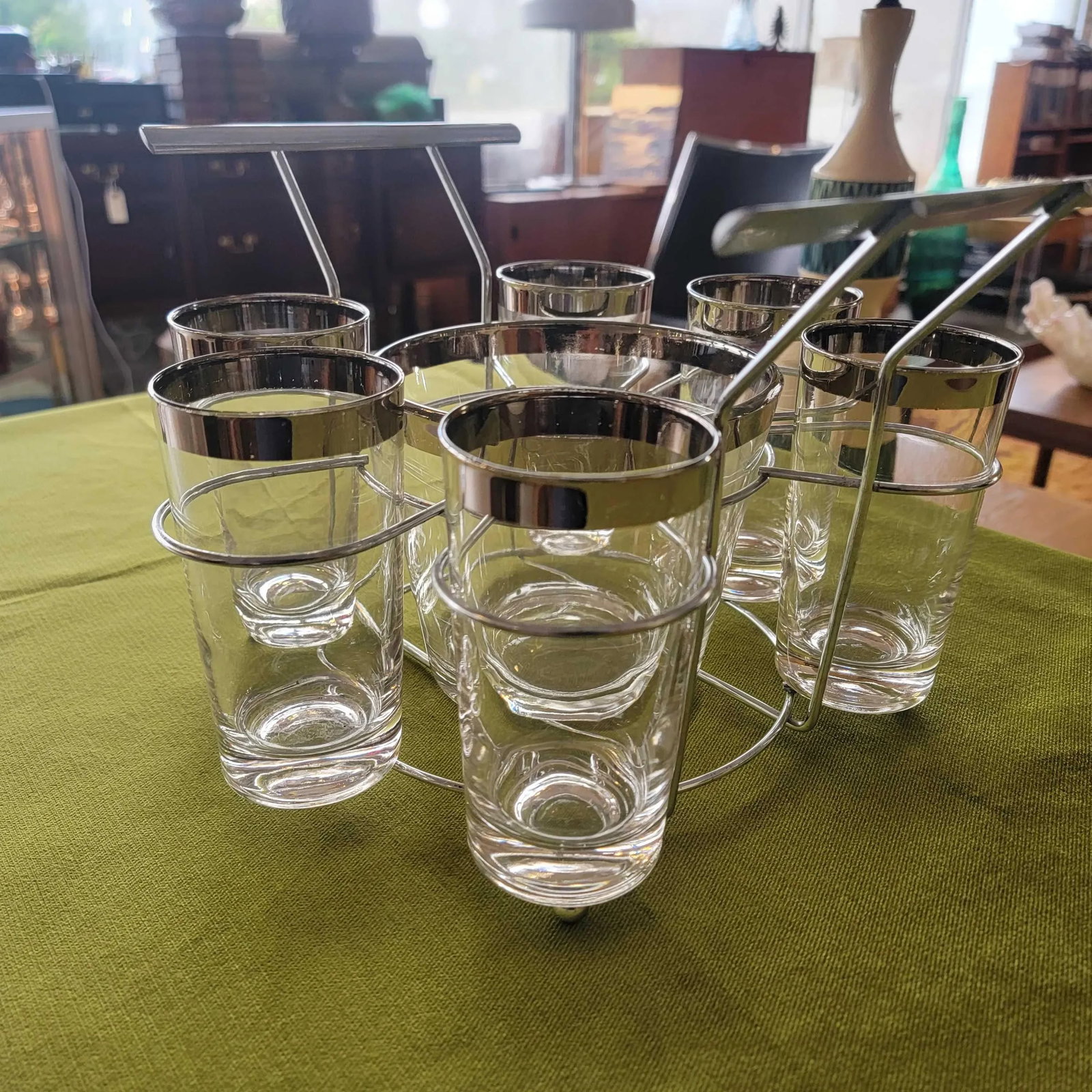 Vintage Dorothy Thorpe Ice Bucket and Highball Glasses Set- 7 Pieces - 2
