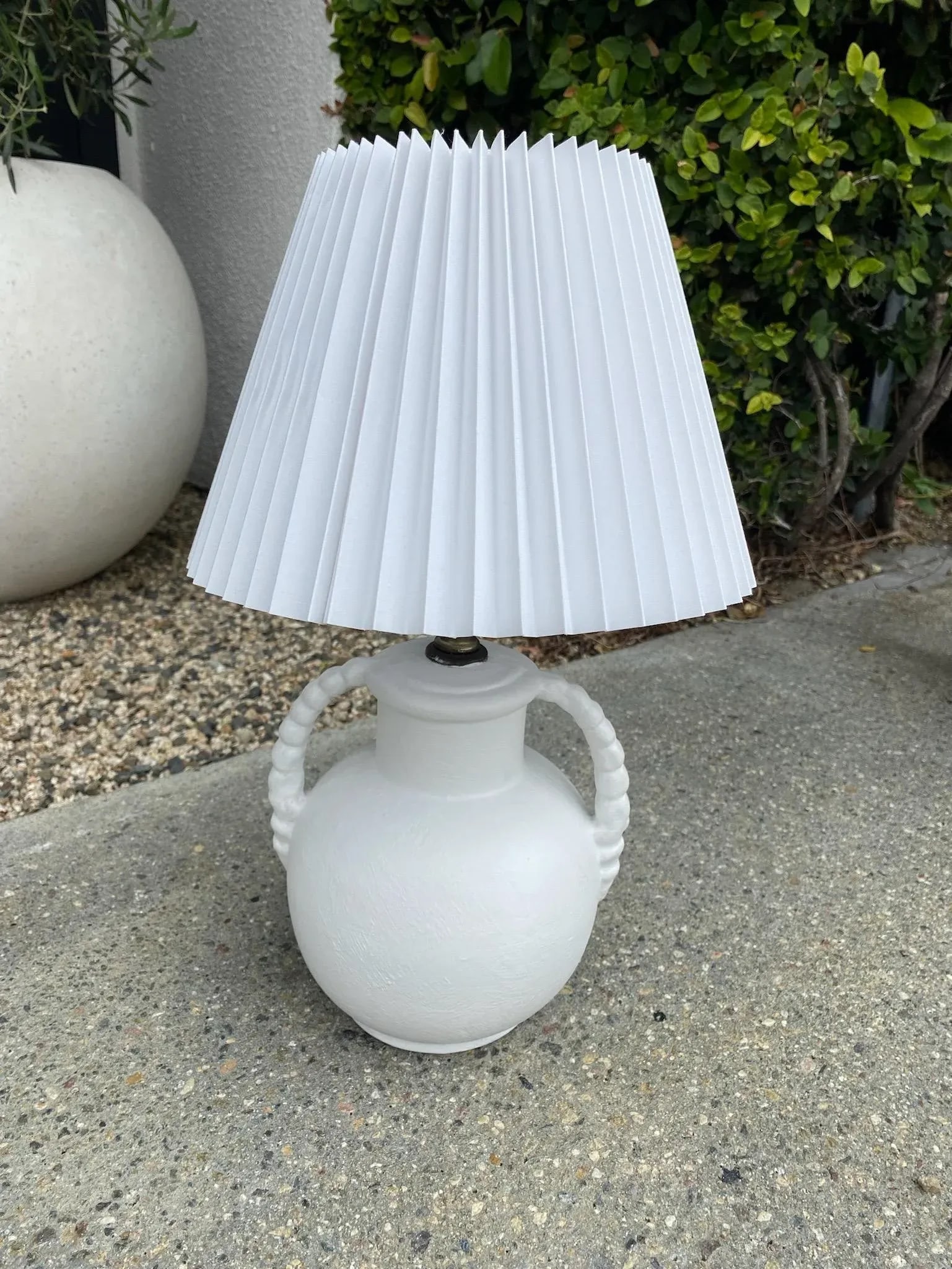 Mid 20th Century Mini Ceramic Lamp With Pleated Shade - 10