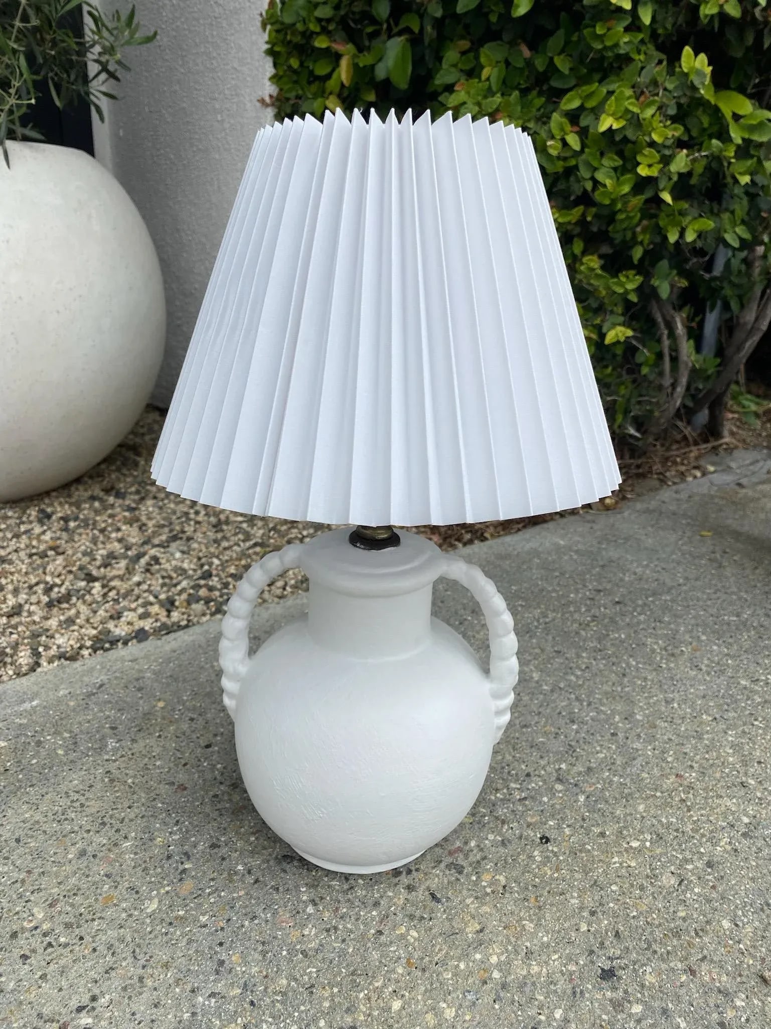 Mid 20th Century Mini Ceramic Lamp With Pleated Shade - 2