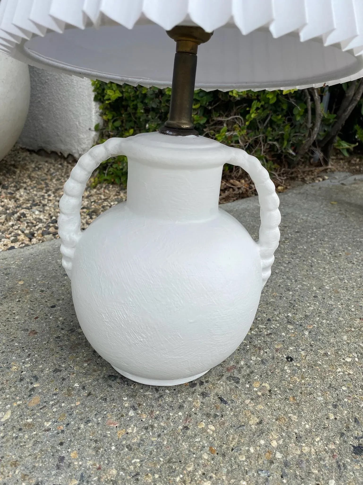 Mid 20th Century Mini Ceramic Lamp With Pleated Shade - 3