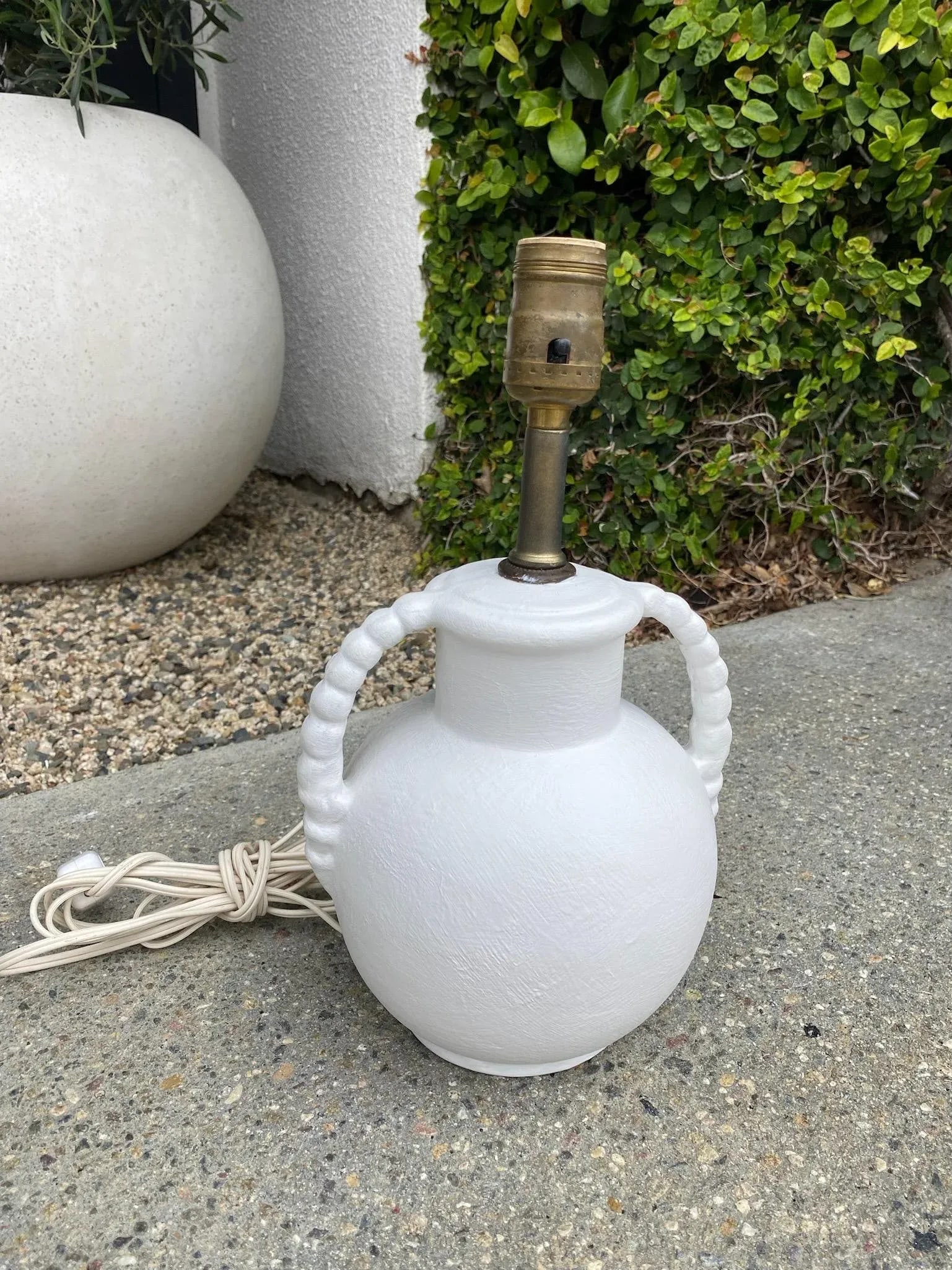 Mid 20th Century Mini Ceramic Lamp With Pleated Shade - 6