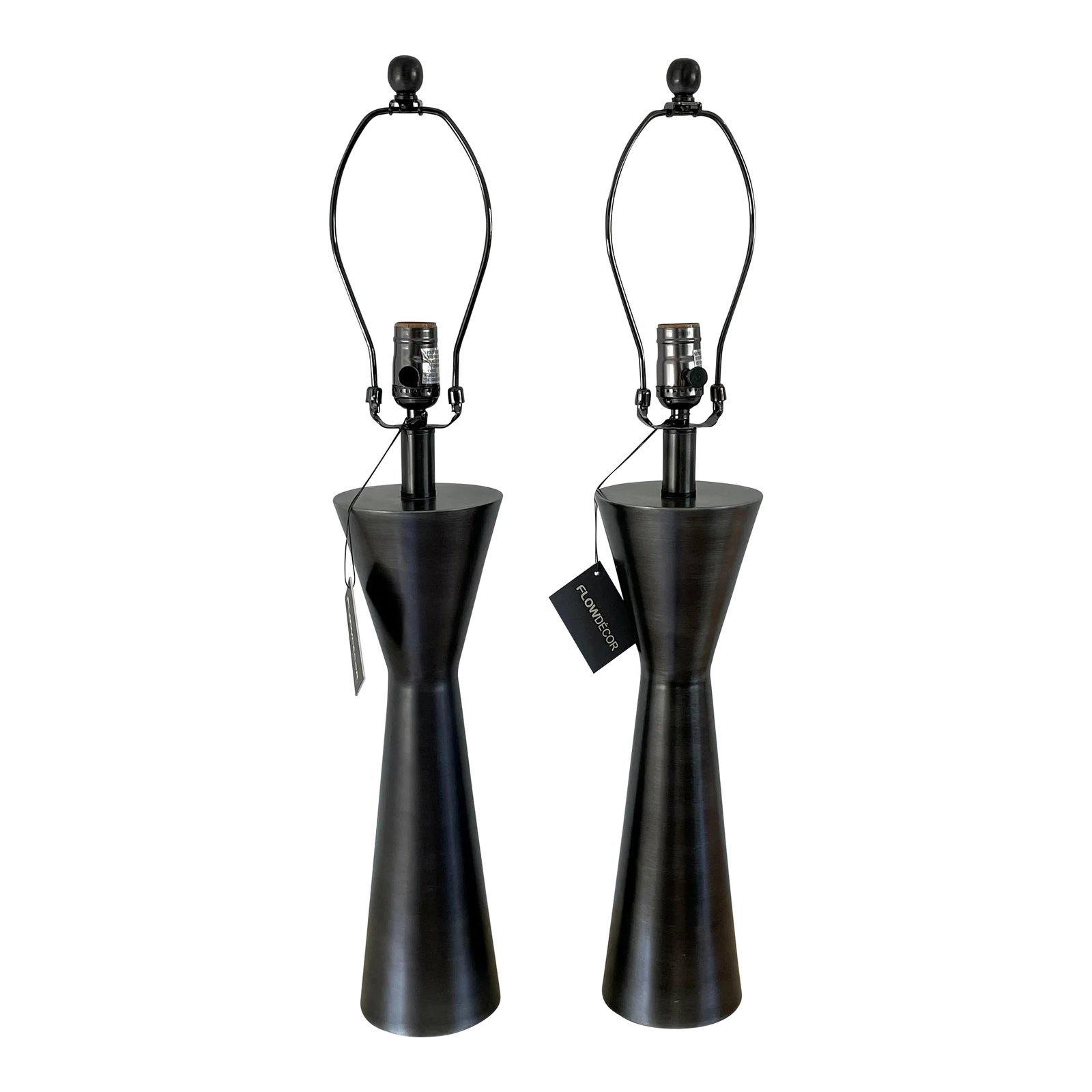 Pair of Contemporary Flow Decor 'Essex' Antiqued Black Table Lamps - 9