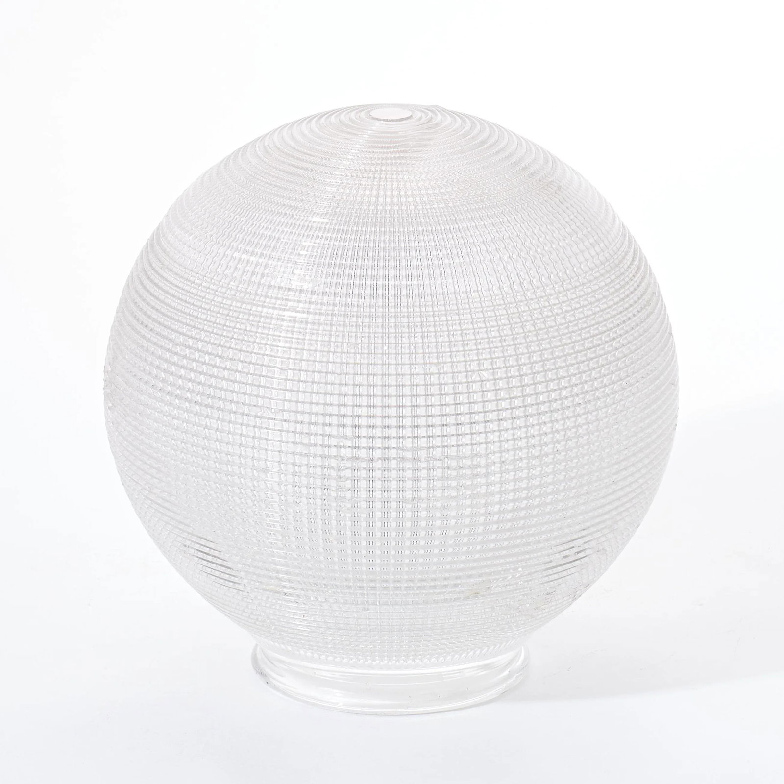 Vintage Mid 20th Century Cut Glass Holophane Style Globe Shade - 2