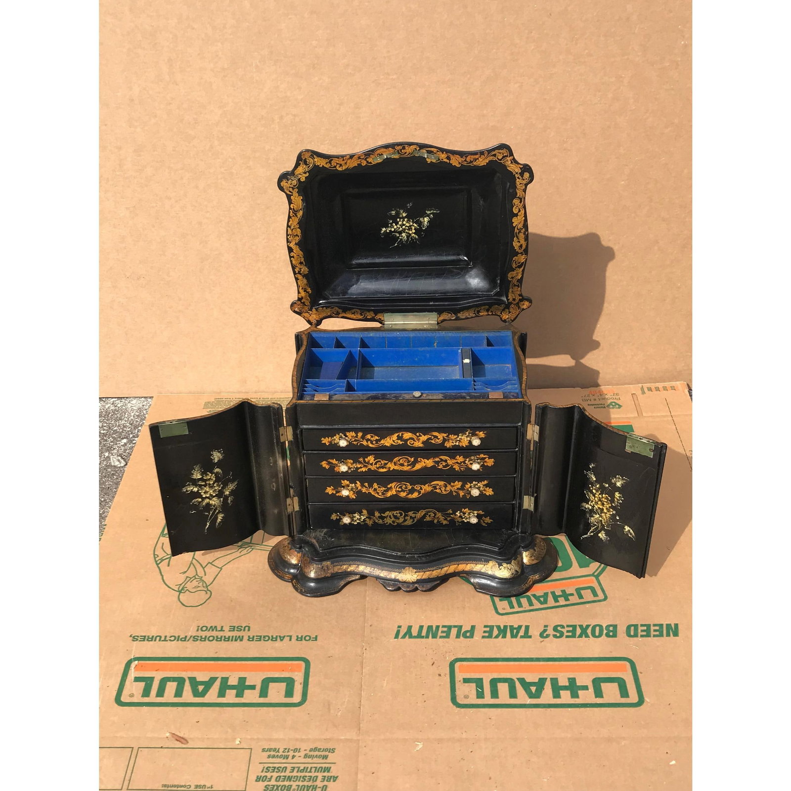 19th C. English Papier Mache Jewelry Box - 2