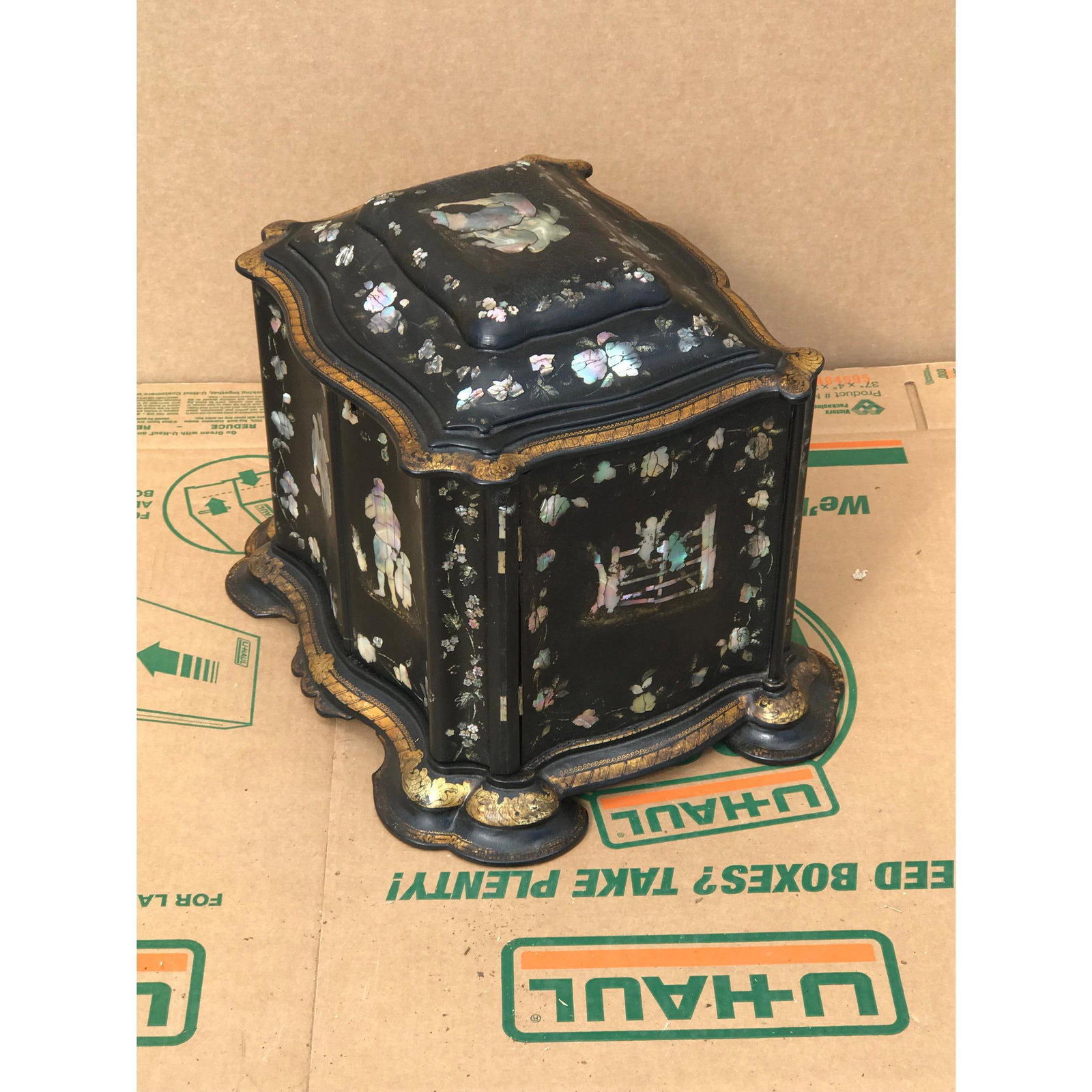 19th C. English Papier Mache Jewelry Box - 4