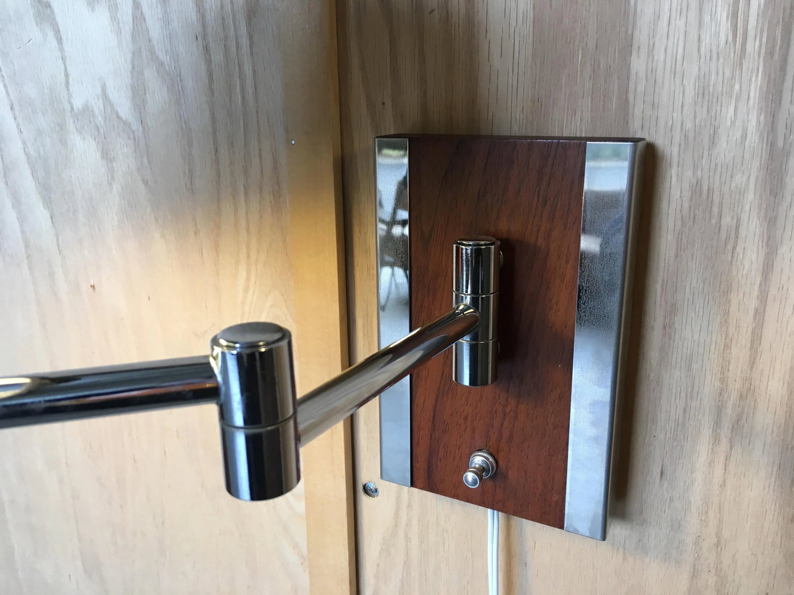 Mid-Century Modern Walnut and Chrome Articulated Sconces - a Pair - 10