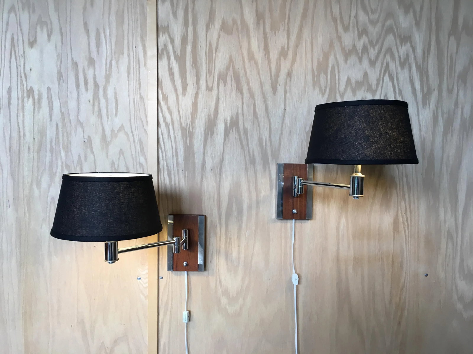 Mid-Century Modern Walnut and Chrome Articulated Sconces - a Pair - 13