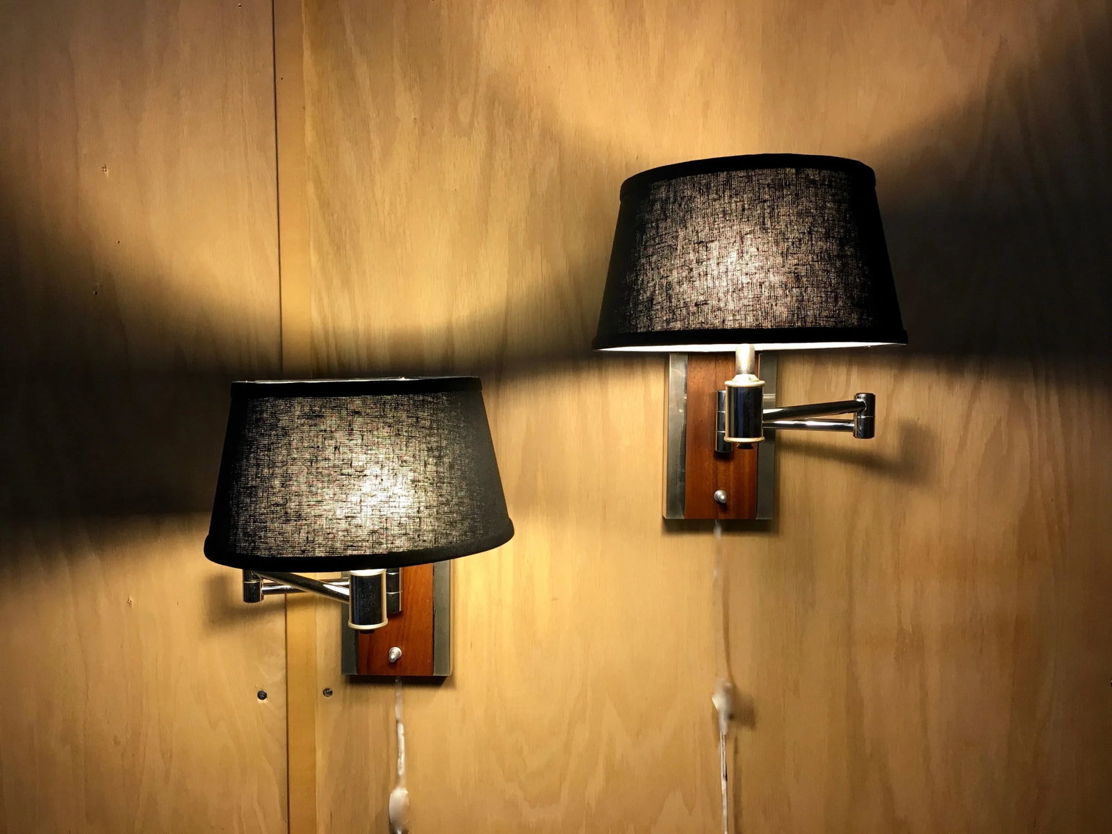 Mid-Century Modern Walnut and Chrome Articulated Sconces - a Pair - 3