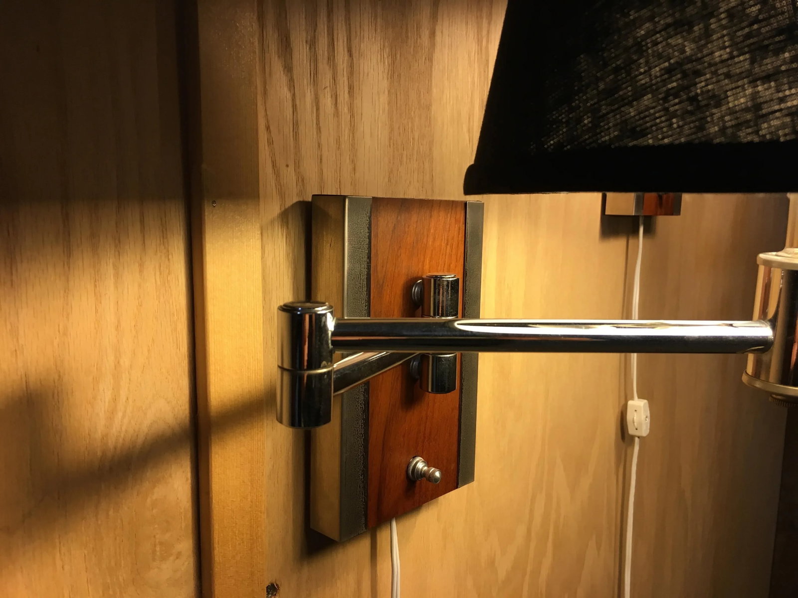 Mid-Century Modern Walnut and Chrome Articulated Sconces - a Pair - 5