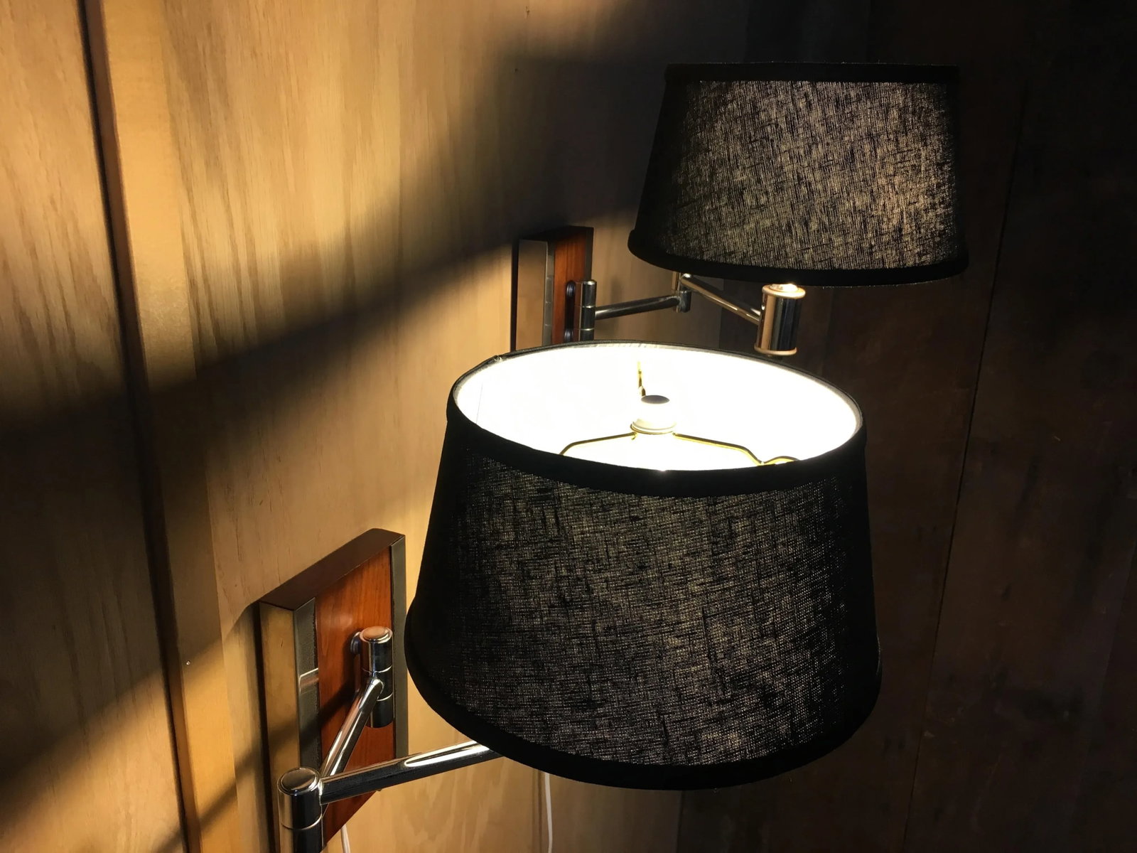Mid-Century Modern Walnut and Chrome Articulated Sconces - a Pair - 6