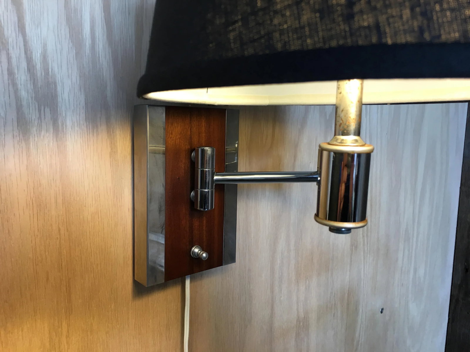 Mid-Century Modern Walnut and Chrome Articulated Sconces - a Pair - 8