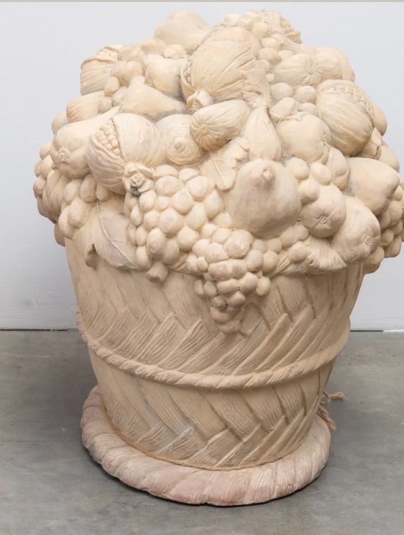 Pair of Mid 20th Century Large Terra Cotta Fruit Basket Sculptures - 7