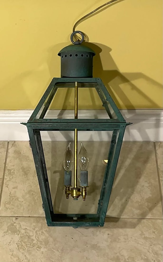 Vintage Four-Sides Hanging Copper Lantern - 12