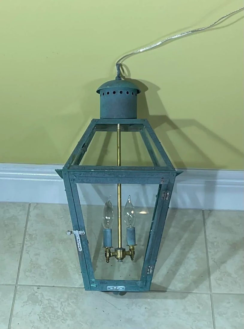 Vintage Four-Sides Hanging Copper Lantern - 4
