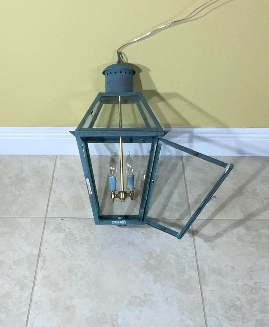 Vintage Four-Sides Hanging Copper Lantern - 5