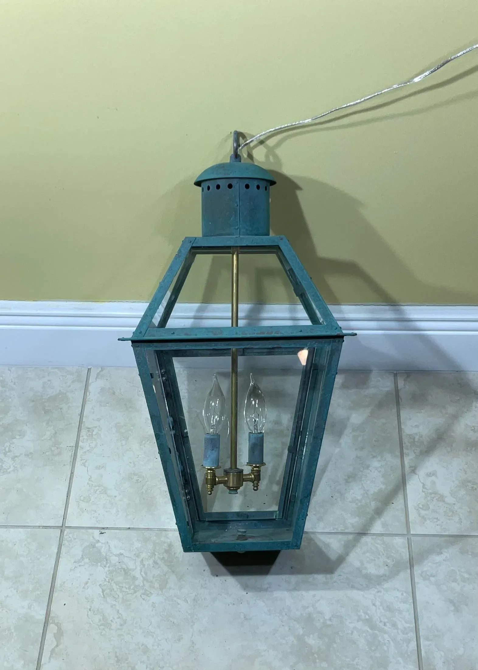 Vintage Four-Sides Hanging Copper Lantern - 6