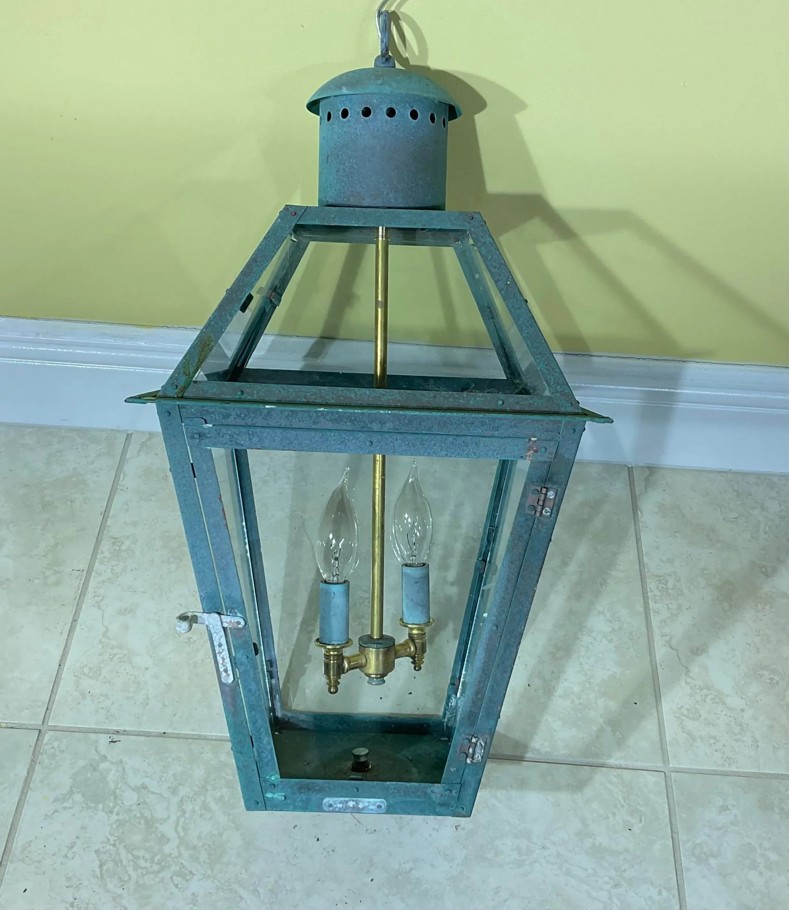 Vintage Four-Sides Hanging Copper Lantern - 9