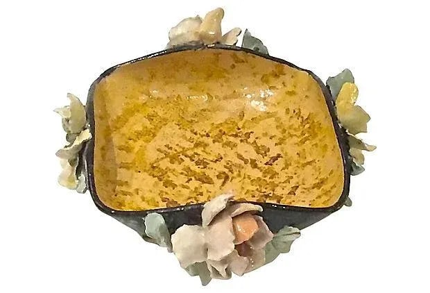 Antique French Barbotine Majolica Floral Bowl - 5