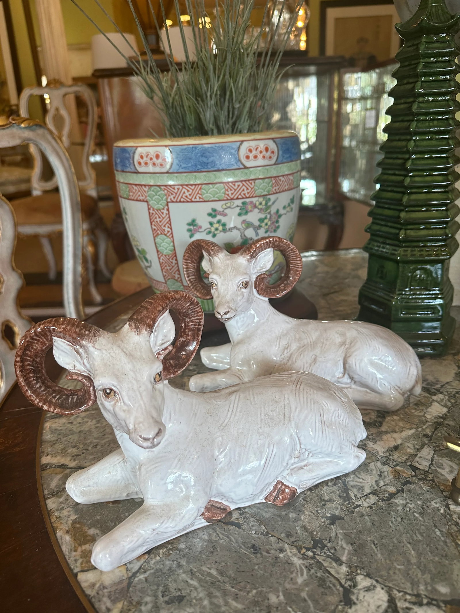 Mid 20th Century Italian Glazed Terra Cotta Rams- a Pair - 10