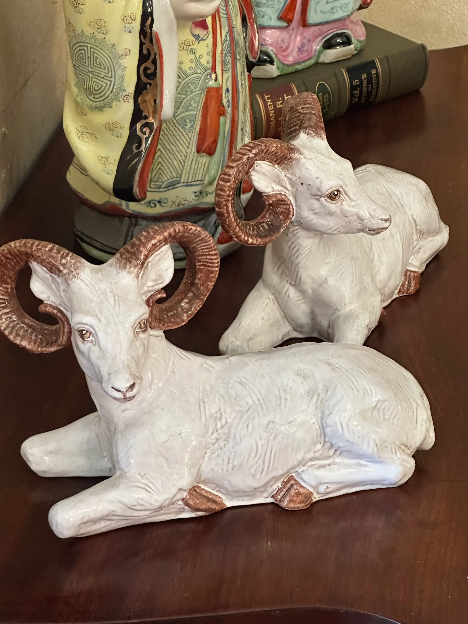 Mid 20th Century Italian Glazed Terra Cotta Rams- a Pair - 9