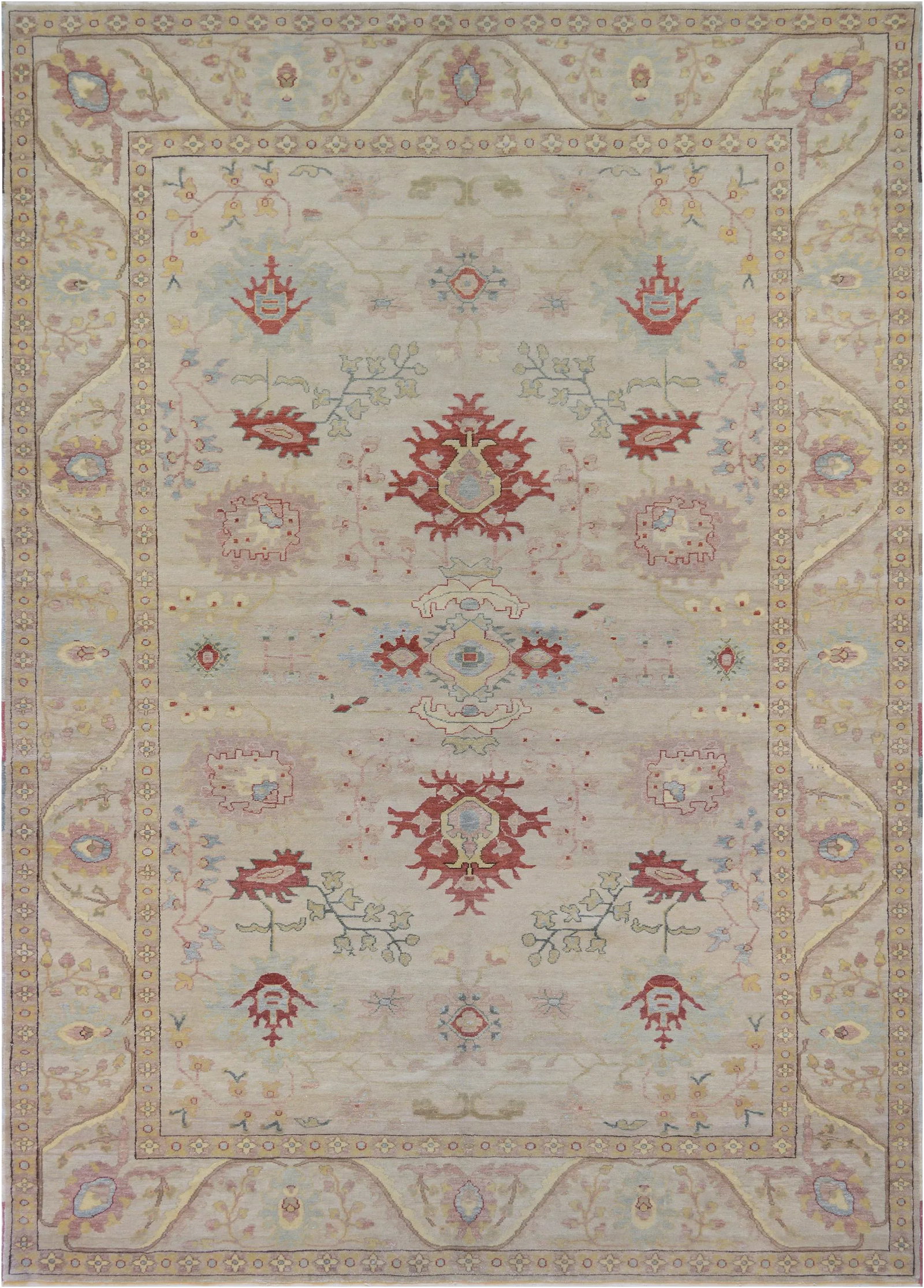 Mansour Handmade Agra Rug: This high quality decorative handwoven rug is from Egypt. Masterful color combinations and extraordinary workmanship. I00% fine natural wool pile on cotton foundation. Condition: Alterations: