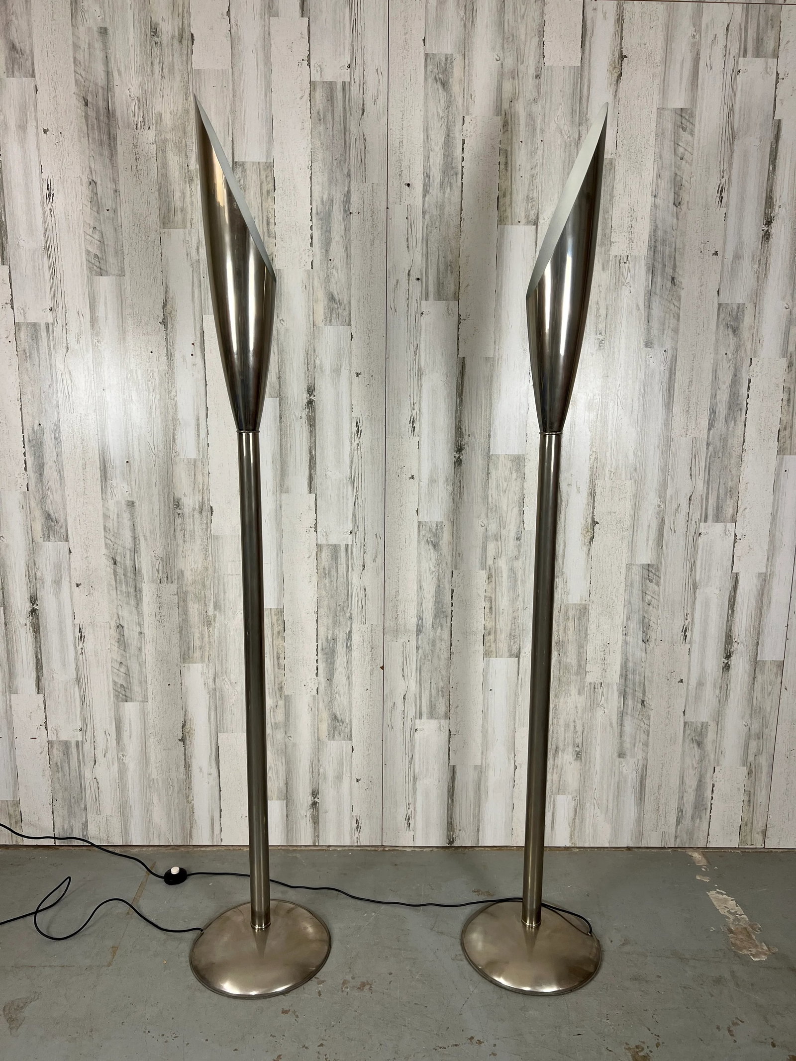 Modernist Aluminum Torchere Floor Lamps - 10